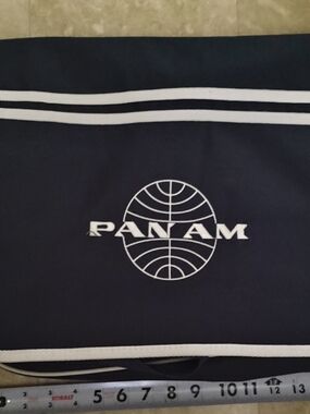 Pan Am Retro Messenger Bag Navy Blue White Logo Travel Carry On Duffel 15" NEW